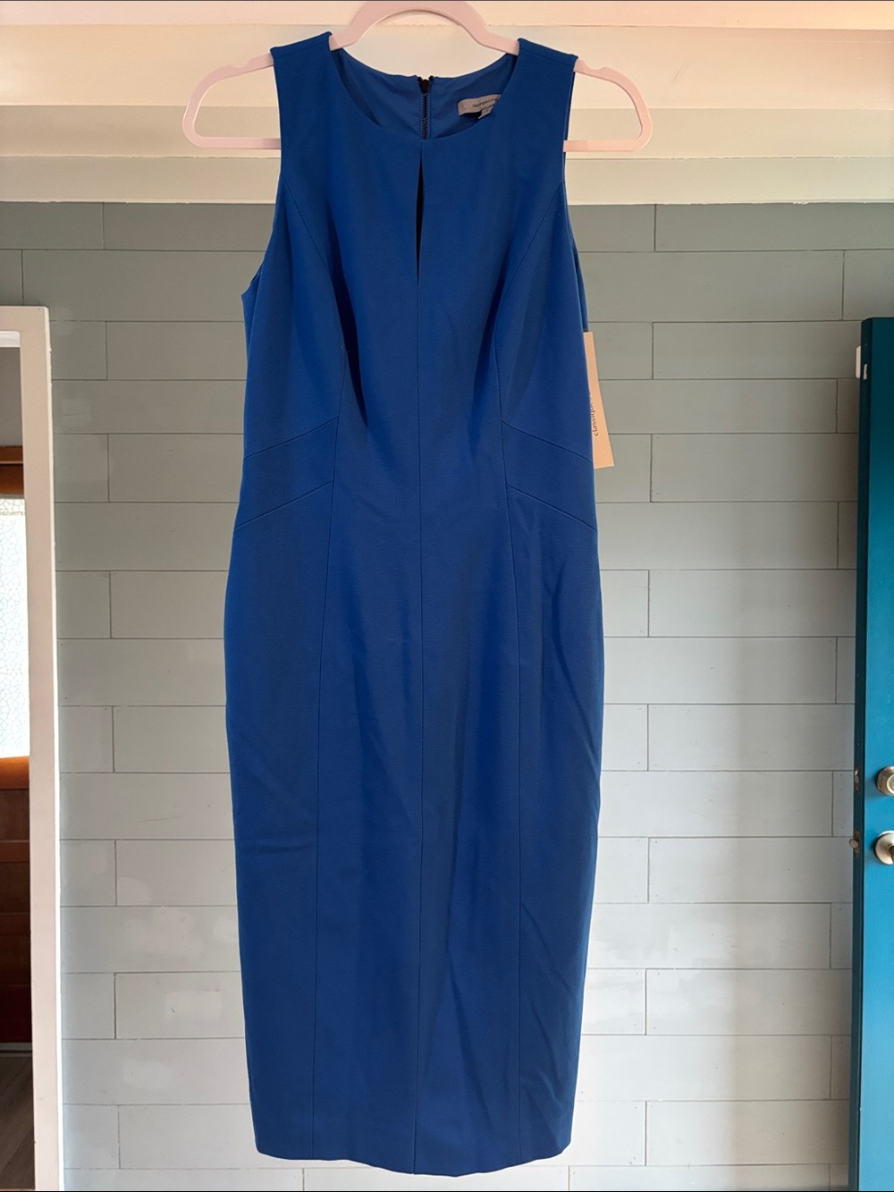 NWT Classiques Entier Sleeveless Midi‎ Sheath Dress in Blue Marinara